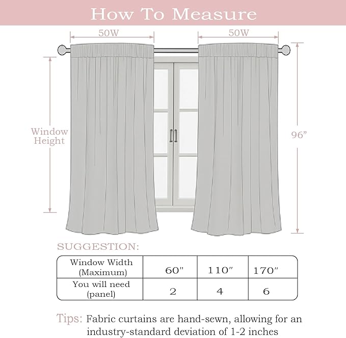 Simplebrand Grey Faux Linen Textured Semi Sheer Curtains 96 Inches Long 2 Panels Set, Light Filtering Soft Thick Farmhouse Curtains Window Treatment for Bedroom/Living Room/Dining Room, 50 x 96 Inch