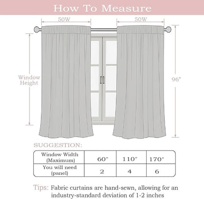 Simplebrand Grey Faux Linen Textured Semi Sheer Curtains 96 Inches Long 2 Panels Set, Light Filtering Soft Thick Farmhouse Curtains Window Treatment for Bedroom/Living Room/Dining Room, 50 x 96 Inch