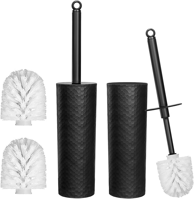 Topsky Toilet Brush, 2 Pack Compact Toilet Brush & Holder Set, Plastic Round by HomeandKitchenNO1