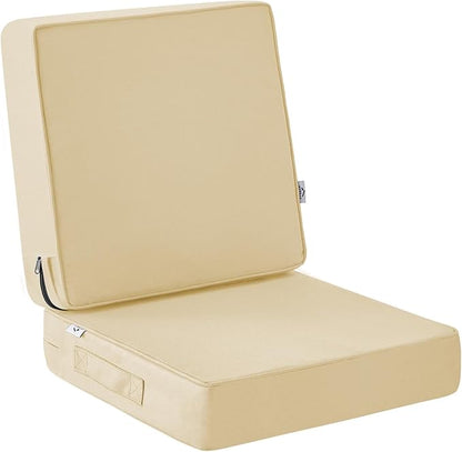 Outdoor Chair Cushions, Waterproof Patio Chair Cushions 24x24x4 Inch, Outdoor Cushions with Removable Cover for Sofa, Fade Resistant Patio Cushions for Outdoor Furniture, Beige