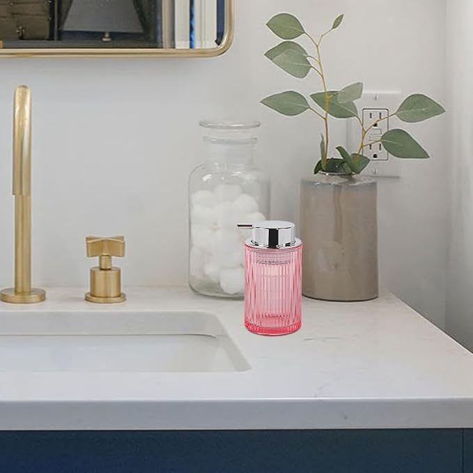 Pink Foaming Soap Dispenser, 12 Oz Glass Foaming Hand Soap Dispenser - Image 2