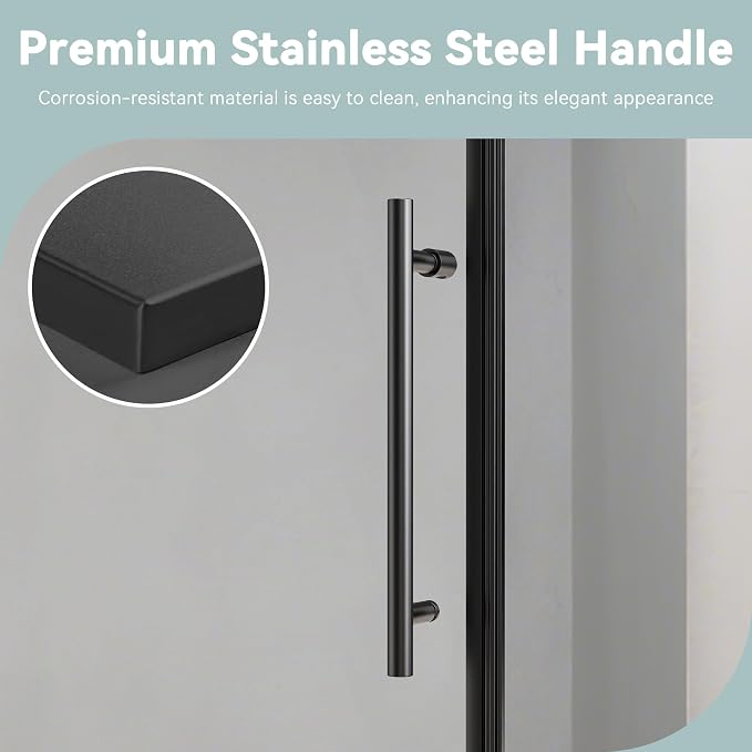 56-60" W x 76" H Stainless Steel Frameless Single Sliding Shower Door, 1/4" - Image 3