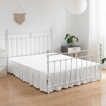 Bed Skirt Full Size Ruffled Bed Skirts with Split Corners, 16 Inch Drop Dust Ruffle Bed Skirt with Platform, Ivory, Full - 16" Drop