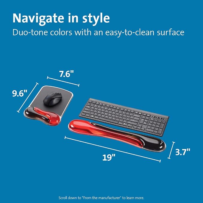 Kensington Duo Gel Mouse & Keyboard Wrist Rest Bundle Set, Ergonomic Keyboard - Image 2