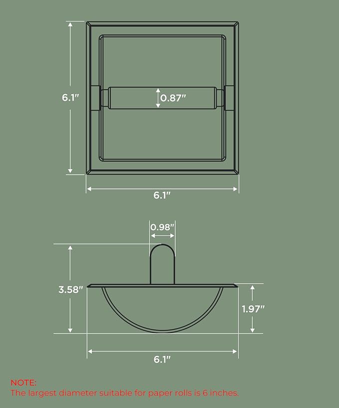 FORIOUS Recessed Toilet Paper Holder, Stainless Steel Durable Tissue Roll - Image 2
