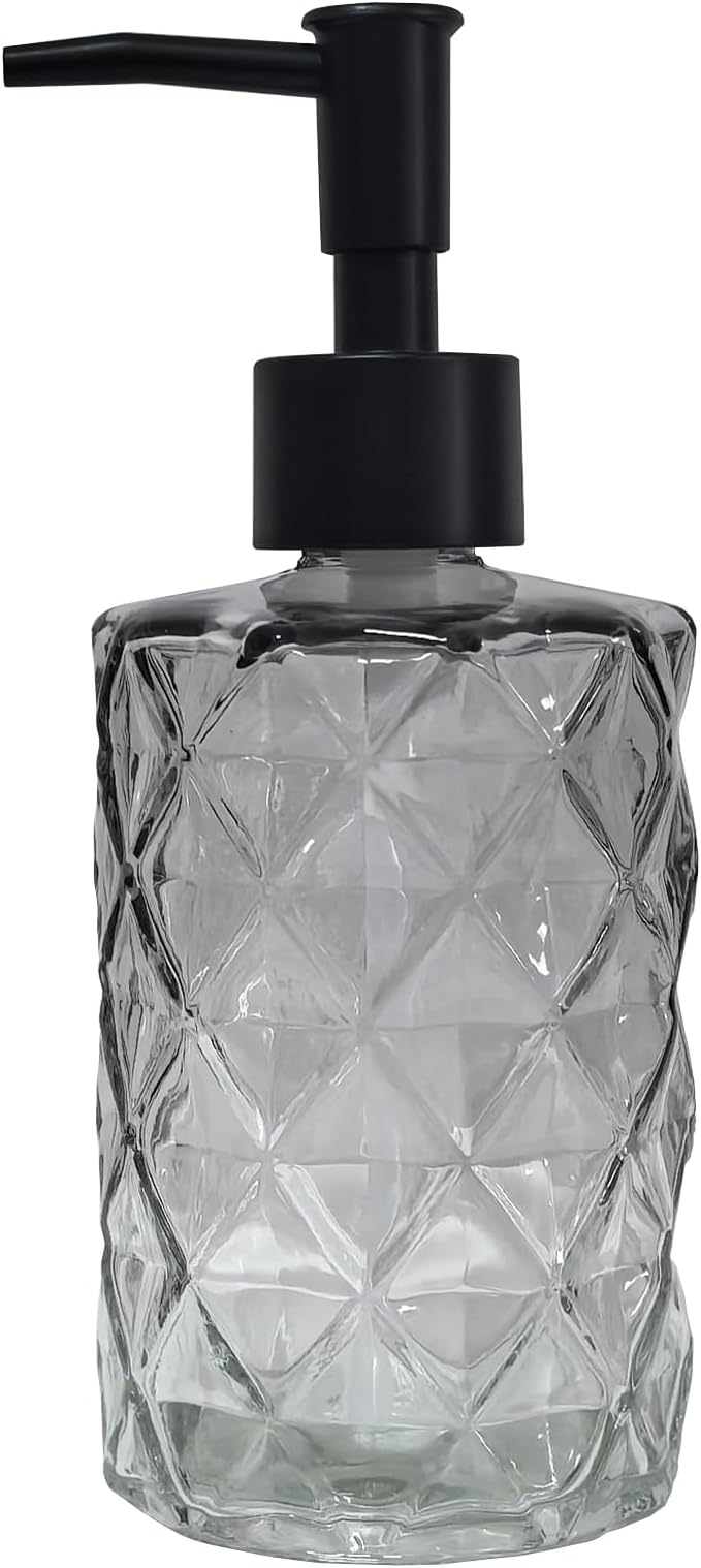 Crystal Glass Soap Dispenser, 12oz Gradient Grey Bathroom Hand Dispenser by YYTSGG