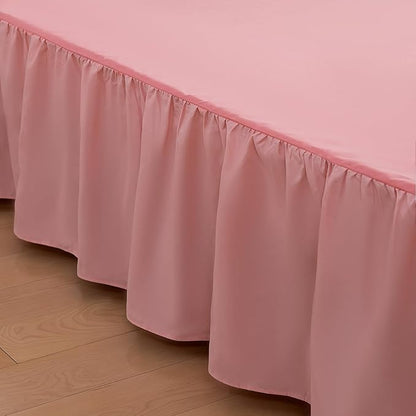 Bed Skirt Queen Size Ruffled Bed Skirt with Split Corners, 18 Inch Drop Dust Ruffle Bed Skirts with Platform, 18 Inch, Peach, Queen Size