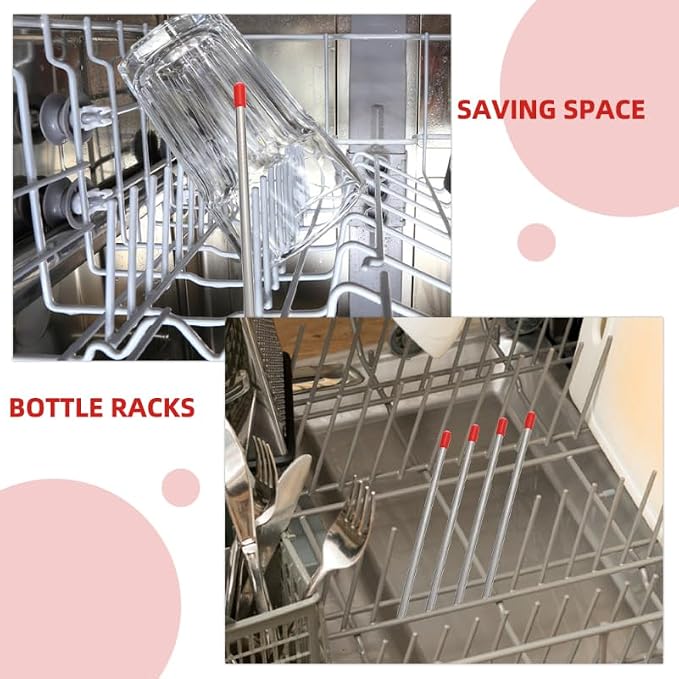 Unomor 6Pcs Stainless Steel Dishwasher Insert Draining Sticks Bottle Holder Rods - Image 9