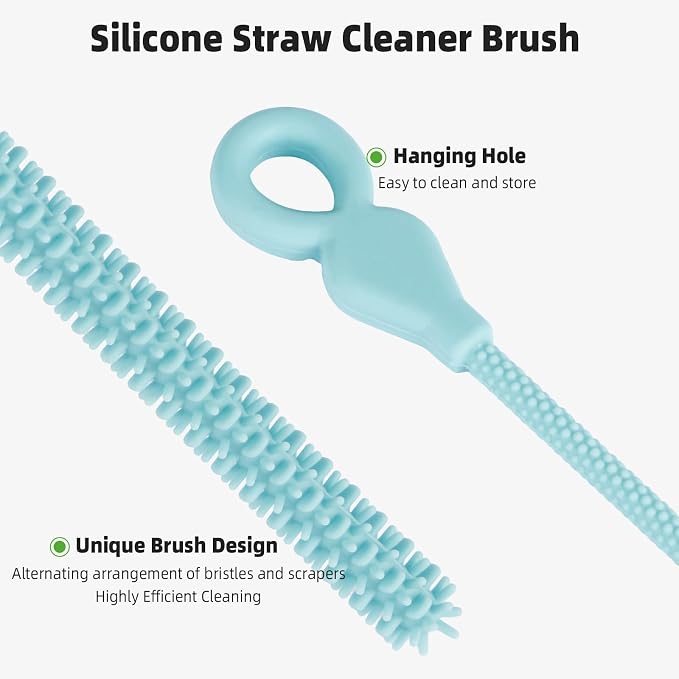 Silicone Straw Cleaner Brush, 4-Piece Reusable Straw Brush Set - Image 3