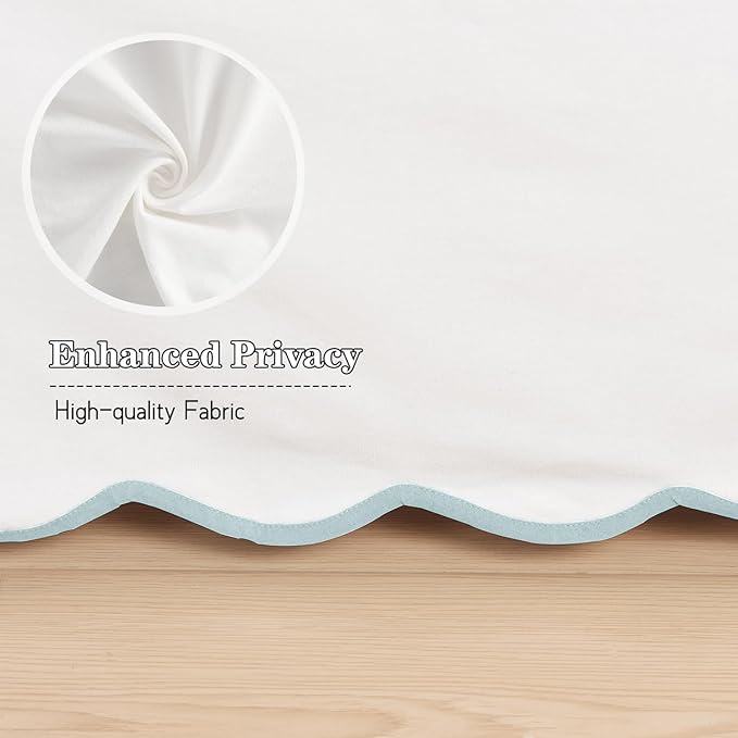 HIG Off White Chic Queen Bed Skirt - Easy Fit Scallop Edge Pleated Bedskirts, 14 Inch Drop Anti-Slip Dust Ruffle, Thick Fabric for Enhanced Privacy, Pre-Washed for Long-Lasting Use(N60022)