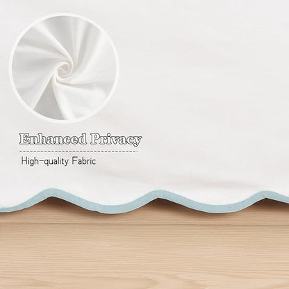 HIG Off White Chic Queen Bed Skirt - Easy Fit Scallop Edge Pleated Bedskirts, 14 Inch Drop Anti-Slip Dust Ruffle, Thick Fabric for Enhanced Privacy, Pre-Washed for Long-Lasting Use(N60022)