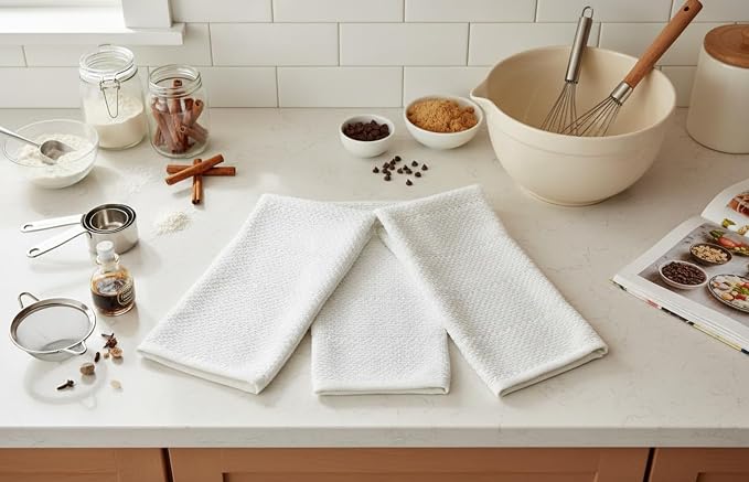 Serafina Home White Kitchen Hand Dish Towels: 100% Cotton Cloth Soft Cleaning - Image 3