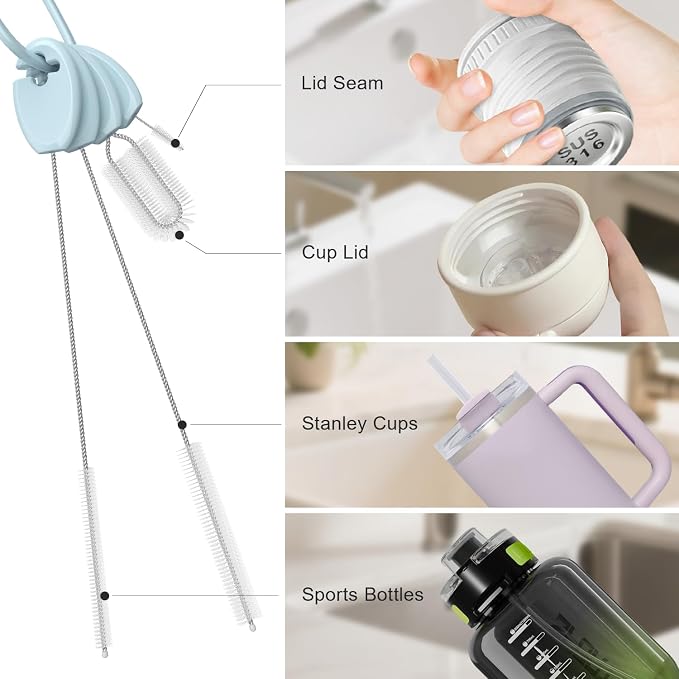 YOTIME Standing Straw Cleaner Brush Set, 4in1 Reusable Straw Brushes - Image 5