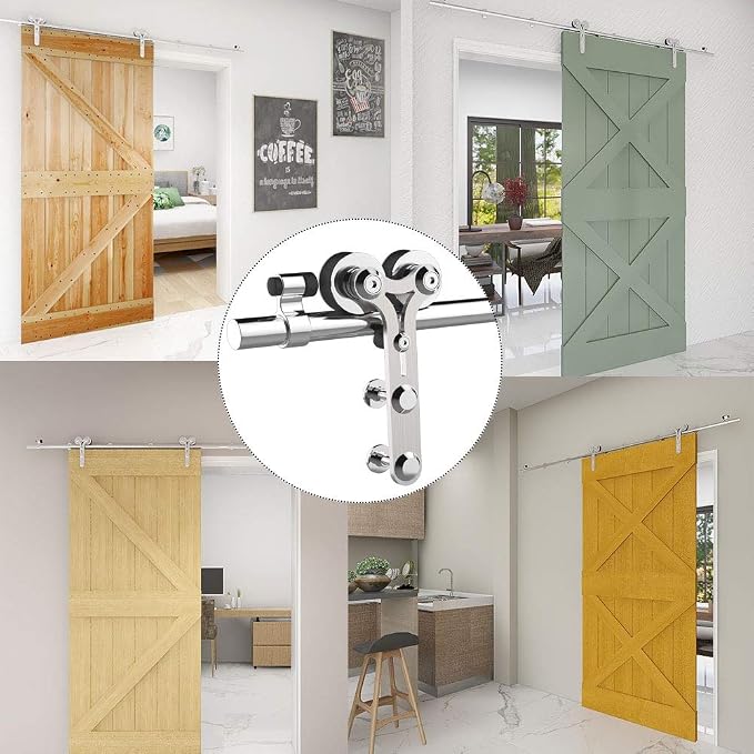 TSMST 8FT Sliding Barn Door Hardware Kit, Stainless Steel Heavy Duty Sturdy - Image 8