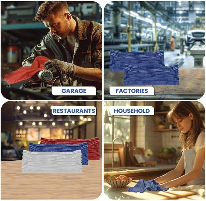 Auto Mechanic Shop Towels, 12 Pack Red - Image 2