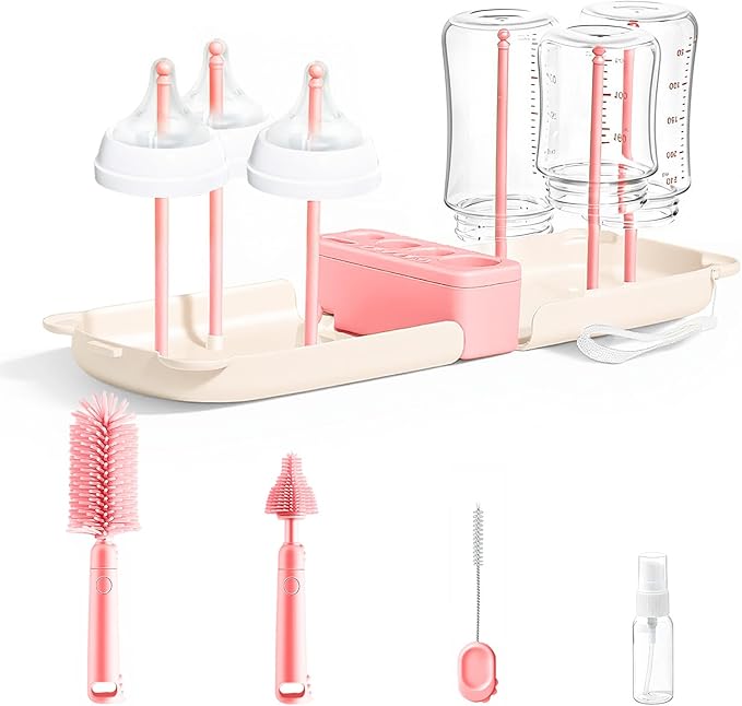 Travel Baby Bottle Cleaner Kit，7-in-1 Baby Bottle Brush Set by Lijroavy