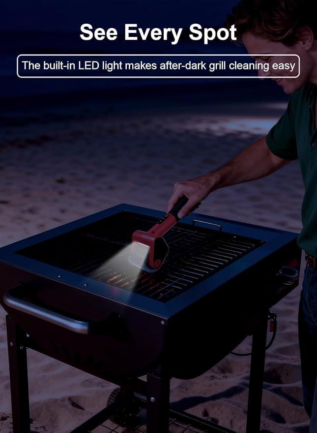 Electric Grill Brush with LED Light, 650 RPM High-Speed Non-Shedding Spinning - Image 8