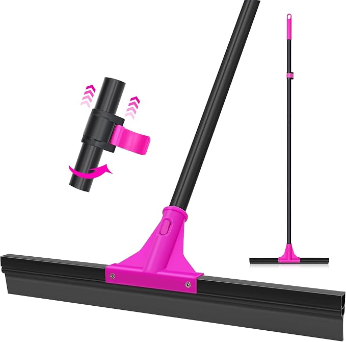 Floor Squeegee Heavy Duty with 58.3 inches Long Handle, Rubber Foam Water by TidyBliss