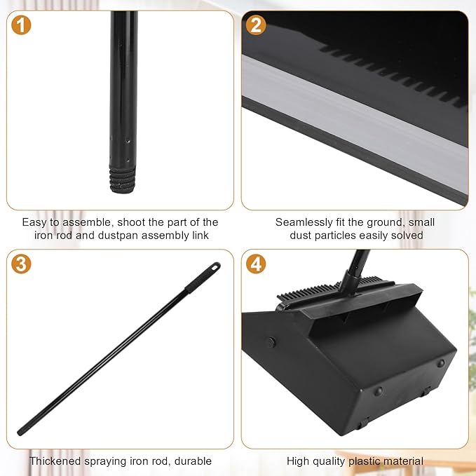 Leumoi 12 Pcs Dust Pans with Long Handle Set 36.6 Inch Commercial Dust Pan with - Image 3