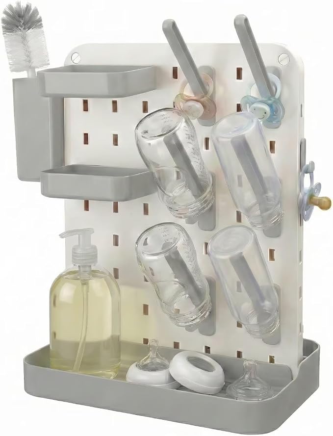 Baby Bottle Drying Rack with Brush & Soap Organizer, Space Saving Countertop by cicike