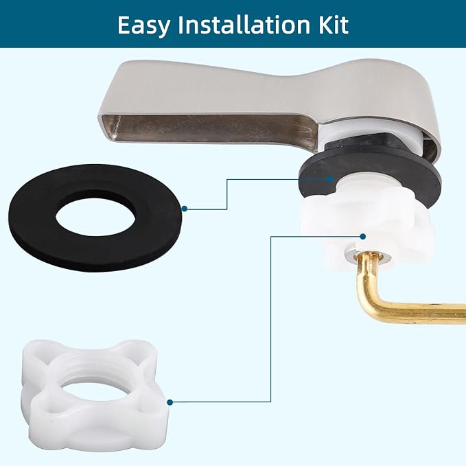 Hygie Rinse Metal Toilet Handle Lever Flush Replacement, Universal Front Mount - Image 6