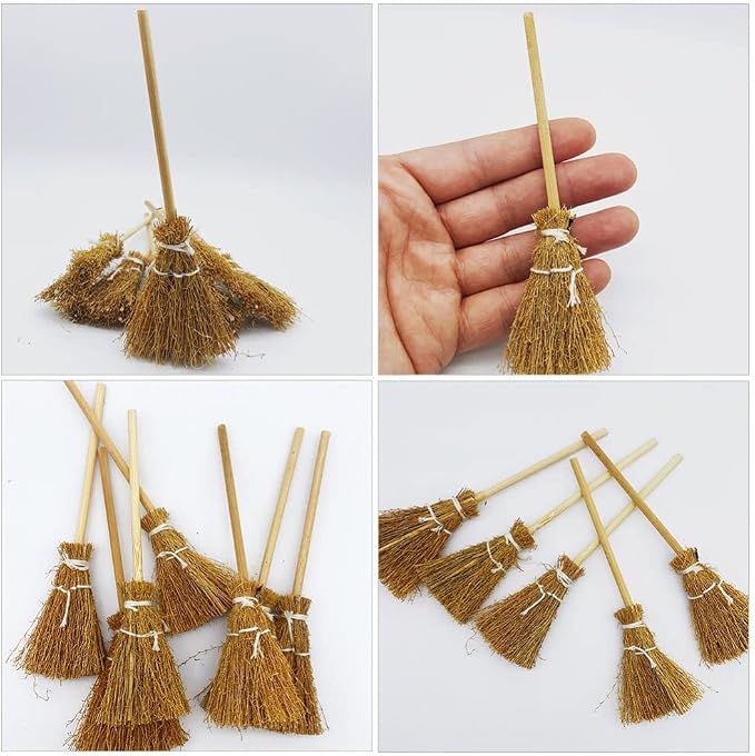 Toyvian Witch Broom Witch Broom 5Pcs Artificial Mini Miniature Props Mini Straw - Image 6