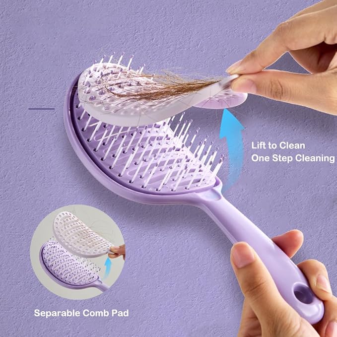 Self Cleaning Hair Brush, Curved Vented Detangler Brush - Image 3