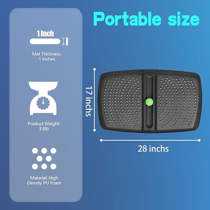 1 inch Thick Anti Fatigue Kitchen Mat Standing Mat with Massage Ball, Non Slip Standing Desk Mat with Massage Point, Multi-Purpose Comfort Floor Mat for Feet, Office, Home (Black, 17" x 28")