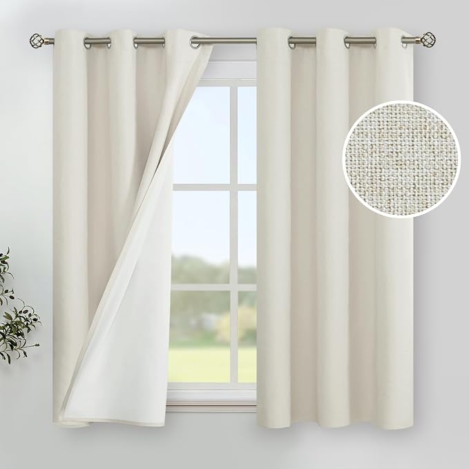 YoungsTex Linen Blackout Curtains 45 Inch Length by YoungsTex