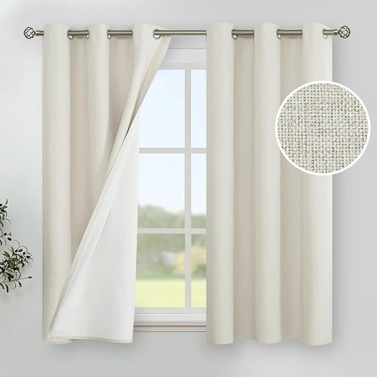 YoungsTex Linen Blackout Curtains 45 Inch Length by YoungsTex