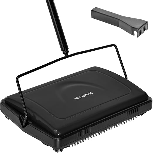 Alpine Manual Carpet Sweeper Triple Brush – Cordless Non Electric Multi-Surface by AlpineIndustries