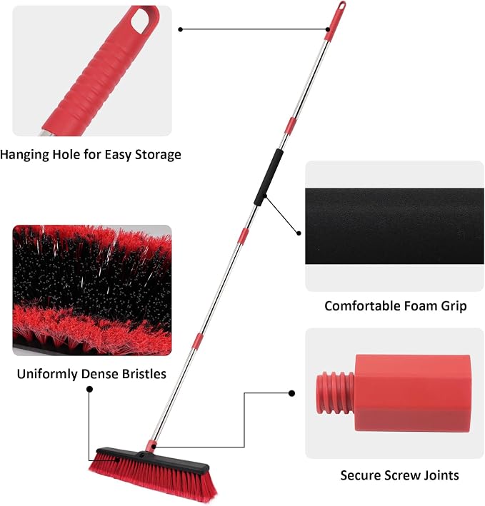 18” Push Broom with 70” Adjustable Handle - Image 5