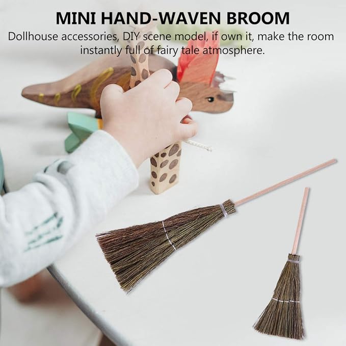 Mini Hand-Woven Decorative Broom 3.93X1.57X0.39In Dollhouse Accessory Lovely - Image 4