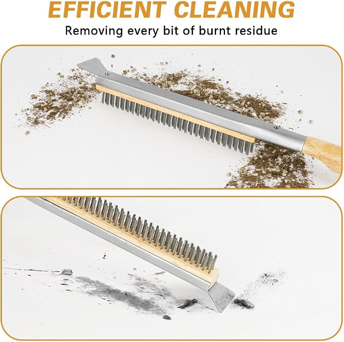 Pizza Oven Brush, BBQ Grill Cleaning Brush Non Scratch Heat Proof Stainless - Image 4