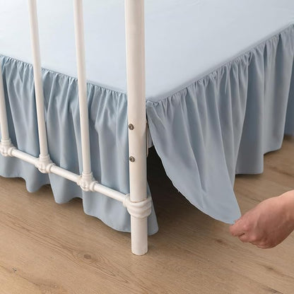 Bed Skirt Queen Size Ruffled Bed Skirt with Split Corners, 16 Inch Drop Dust Ruffle Bed Skirts with Platform, Gathered Style, 100% Microfiber, Grayish Blue