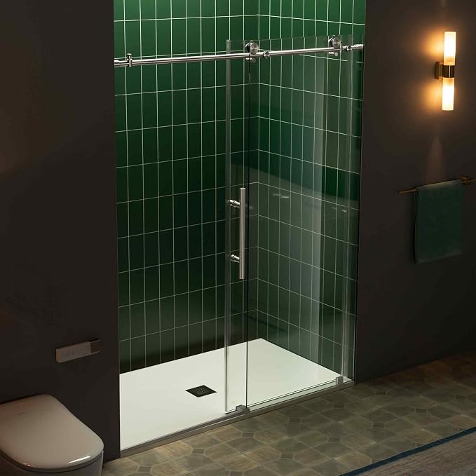 Woodbridge 56-60" W x 80" H Frameless Single Sliding Shower Door - Image 12