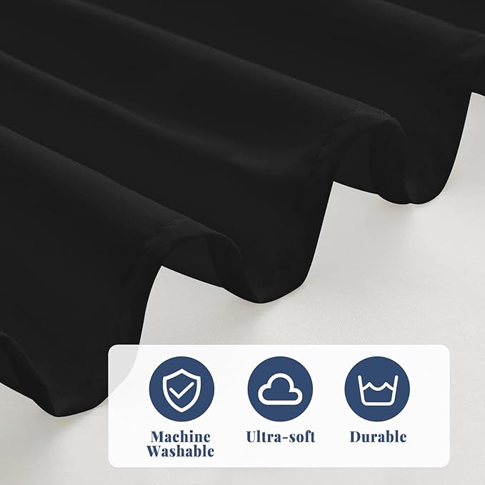 King Bed Skirt, Elastic Wrap Around Bed Skirt King Size, Bed Skirts for Adjustable Bed, Easy Fit with 18" Drop Length Tailored Drop Dust Ruffle (Black)