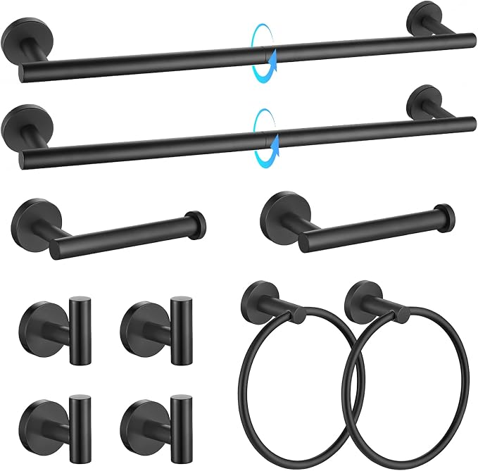 TQKAG Matte Black Bathroom Hardware Accessories Set 10-Pieces, Premium SUS304 by TQKAG