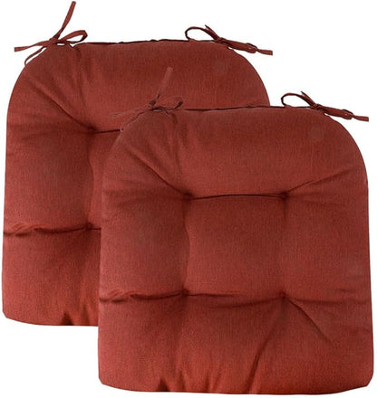 FUNHOME Outdoor Chair Cushions 19 x19 Inch,Water Resistant Tufted Seat Cushions 19",Reversible,Weather Resistant,Rounded Back Wicker Chair Cushion for Patio Garden Furniture(Dark Red)