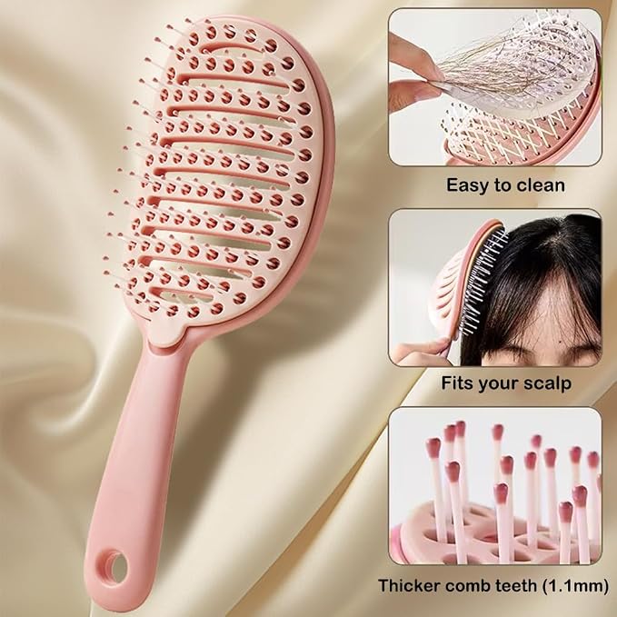Self Cleaning Hair Brush, Curved Vented Detangler Brush - Image 2