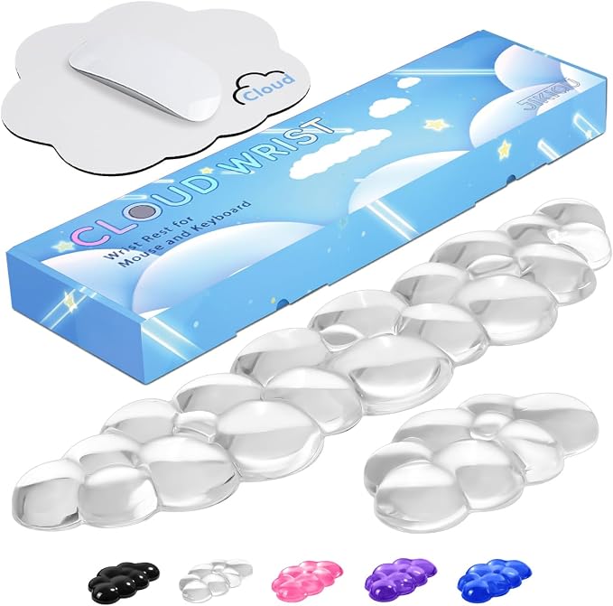 JIKIOU Clear Gel Wrist Rest for Keyboard and Mouse, Cool Silicone Mouse Wrist by JIKIOU