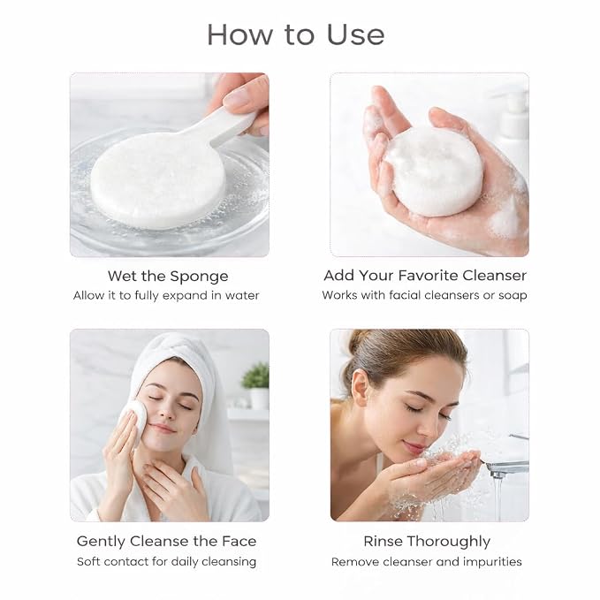 120 PCS Compressed Facial Sponges, Natural Cellulose Face Cleaning Pads - Image 3