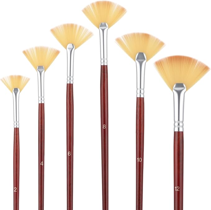 6 Pieces Fan Brush, Fan Brush for Painting, Artist Acrylic Paint Brushes Set by Unknown