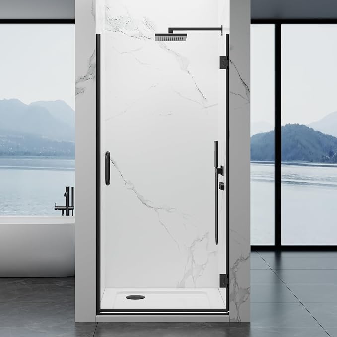 Framelss Hinged Shower Door, 3/8" Tempered Glass by YTSAHSTT