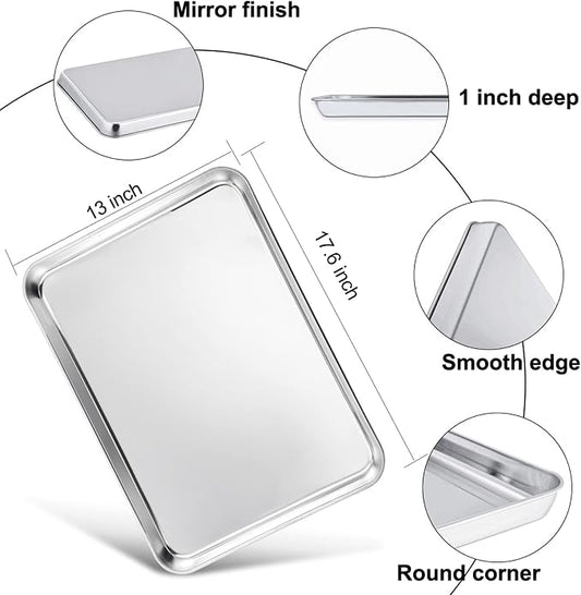 TeamFar Cookie Sheets with Cooling Racks, 17.6 x 13 x 1 Inch Stainless Steel - Image 2