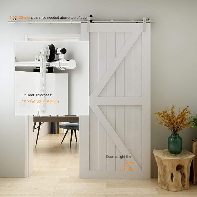 TSMST 4FT Sliding Barn Door Hardware Kit, Stainless Steel Heavy Duty Sturdy - Image 6