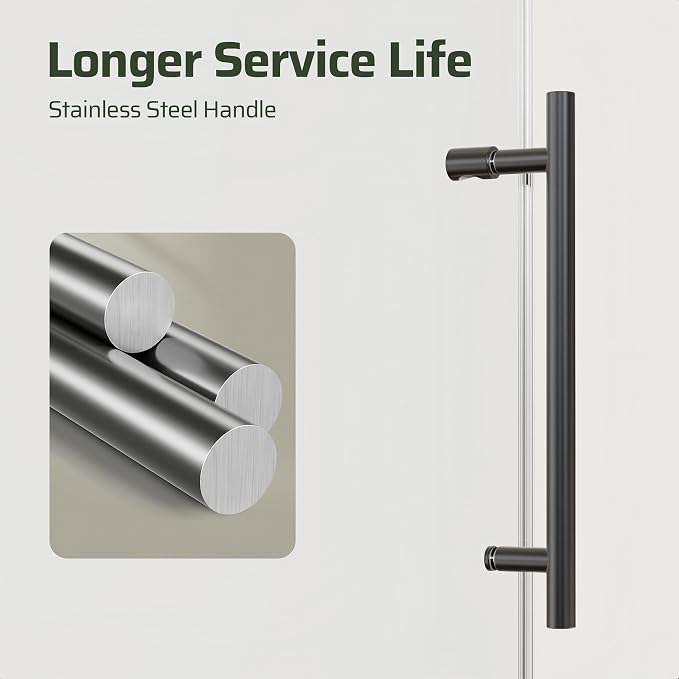 56-60" W x 60" H Bathroom Frameless Tub Sliding Shower Door, Soft-Close Bathtub - Image 3