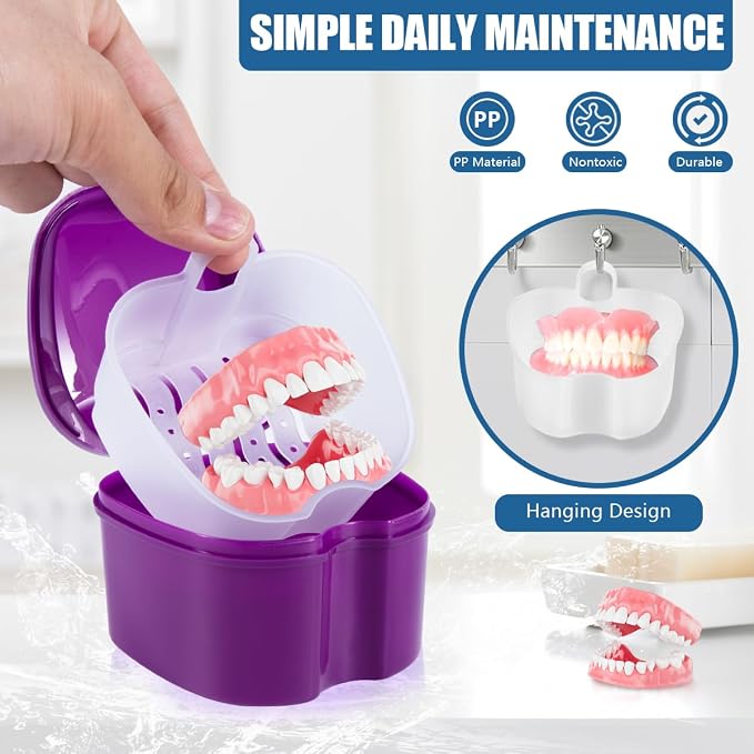 2 Pack Denture Bath Case Cup Box Holder Storage Container - Image 4