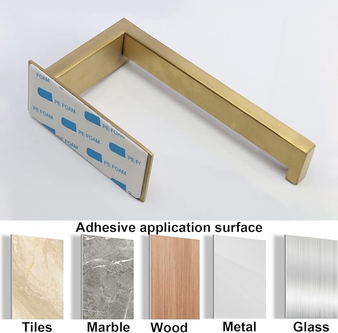 Toilet Paper Holder, Self Adhesive Tissue Holder Stainless Steel Rustproof - Image 3