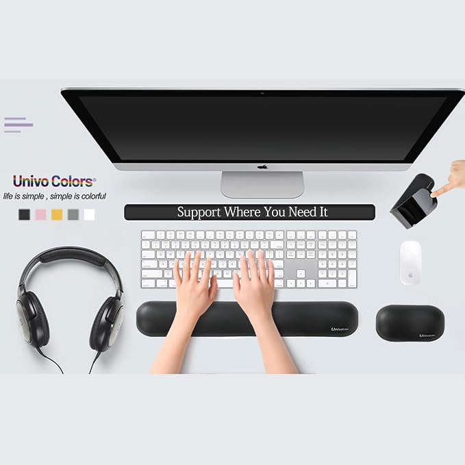 UnivoColors Design-Wave Keyboard Wrist Rest, Artificial Sheepskin+Memory - Image 7